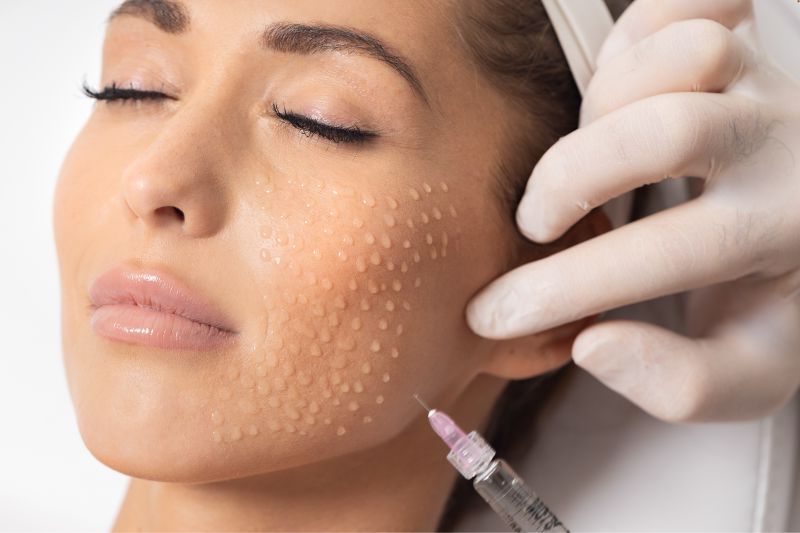 Professional facial peel procedure in an aesthetic medicine clinic