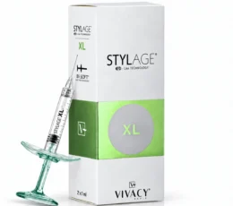 Stylage XL Bi-SOFT 2×1 ml VIVACY — box and pre-filled syringe of hyaluronic acid filler